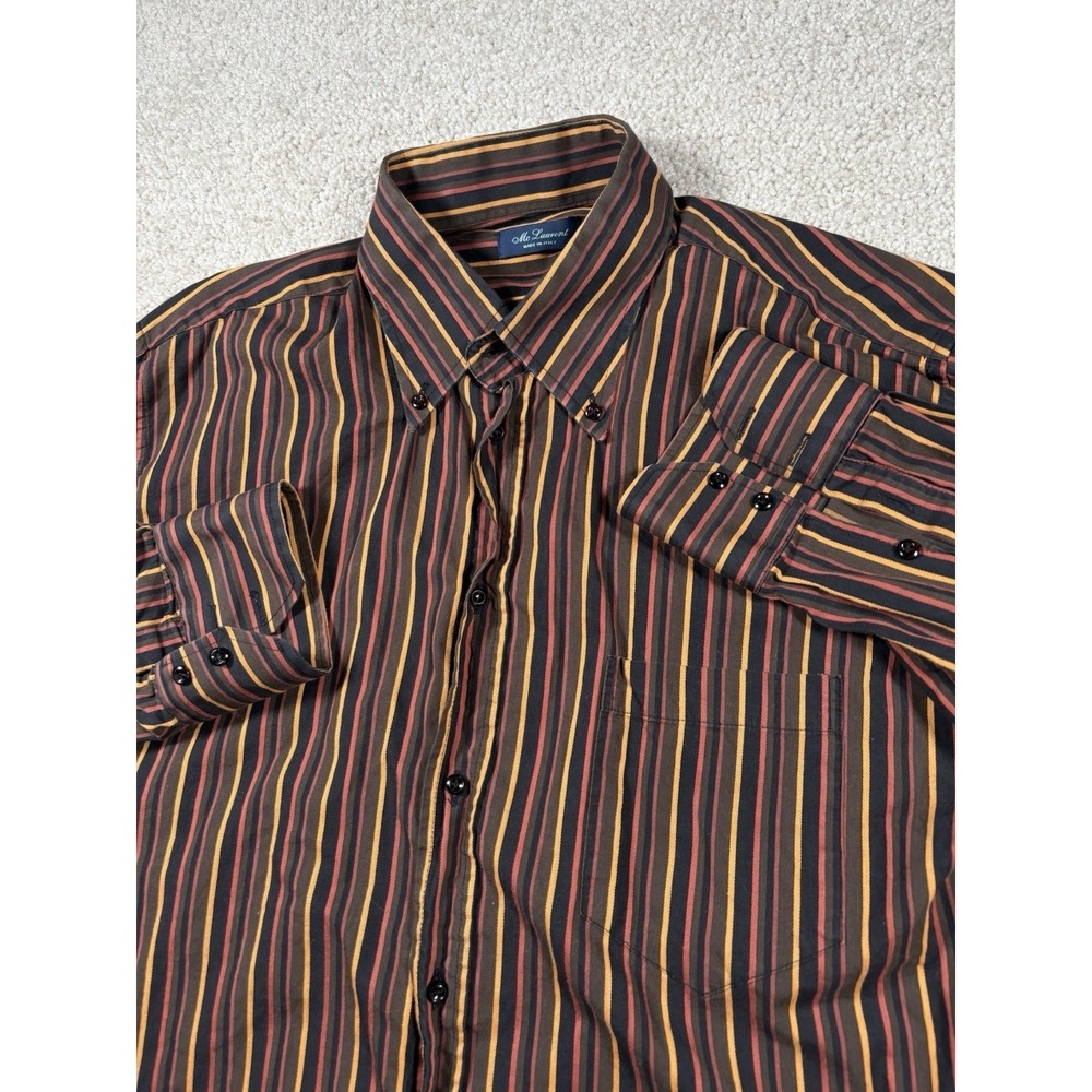 McLaurent Mens XL Striped Shirt Made In Italy Long Sleeve Button Up Multi Color
